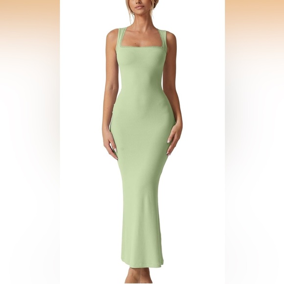 Dresses & Skirts - Women's Square Neck Long Maxi Dress Sleeveless Lounge Ribbed Full Length NWT M